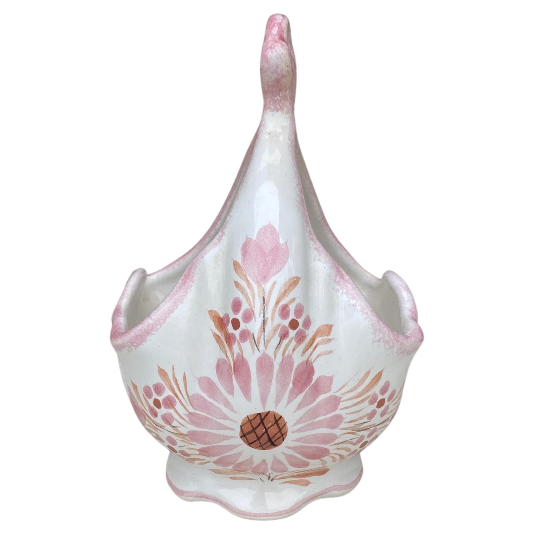 Cesta Quimper de loza francesa  Plato Circa 1950