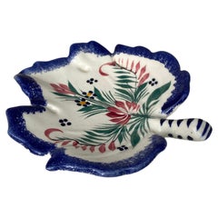 French Faience Quimper Leaf Dish Circa 1950