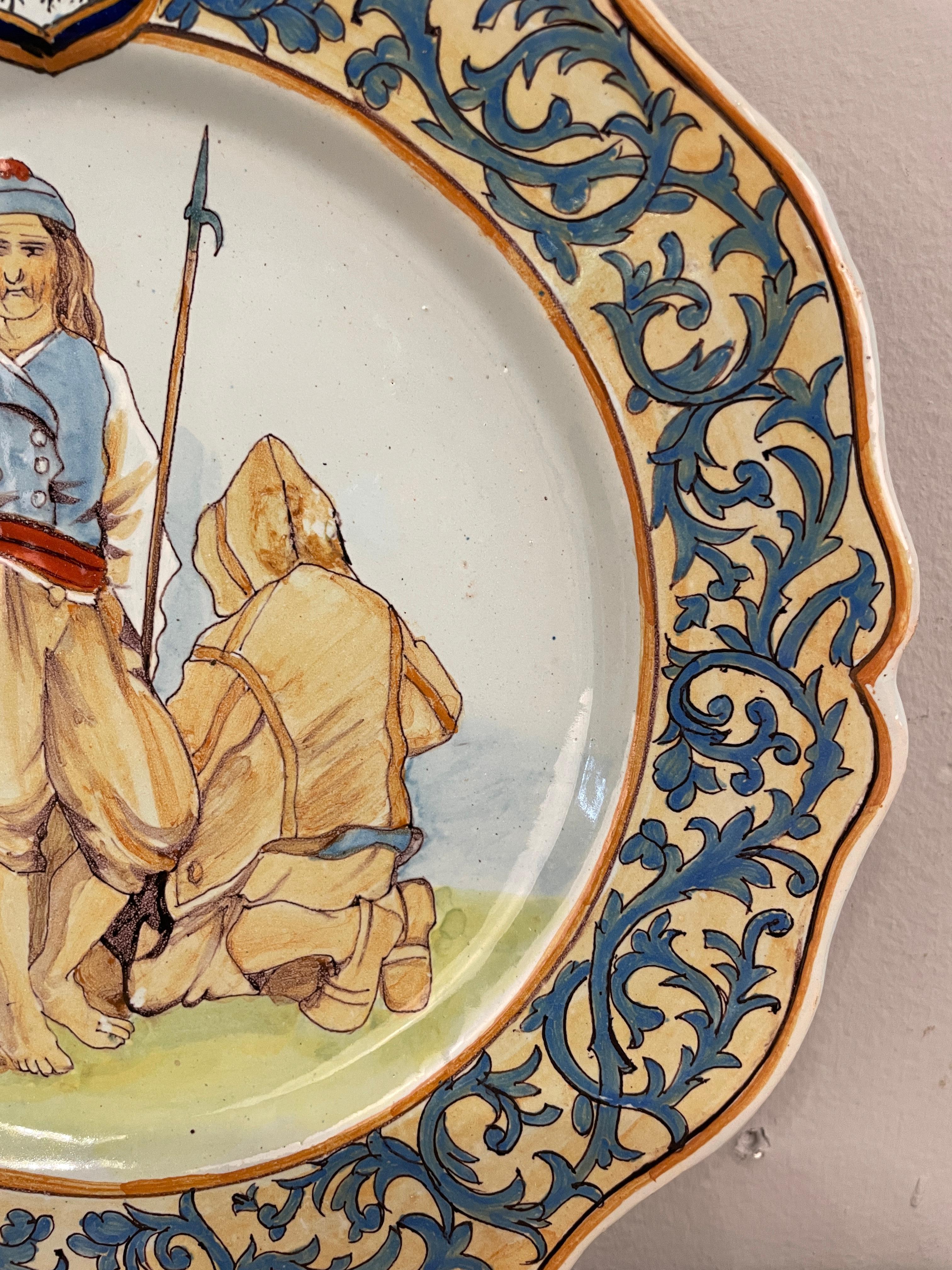 20th Century French Faience Quimper Plate Fisherman Scene For Sale
