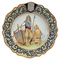 French Faience Quimper Plate Fisherman Scene