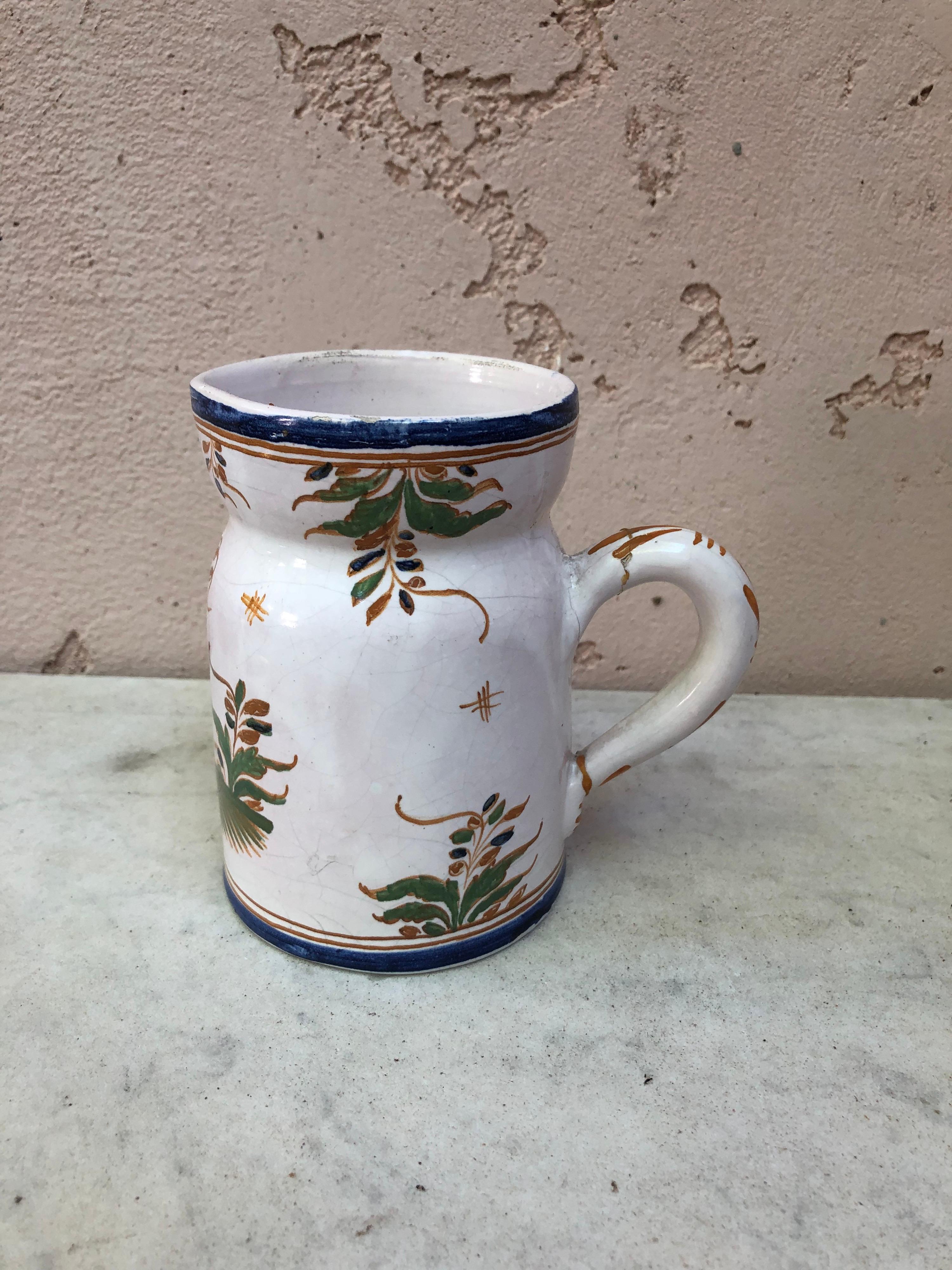 French Faience Rustic Pitcher, Circa 1920 In Good Condition For Sale In Austin, TX