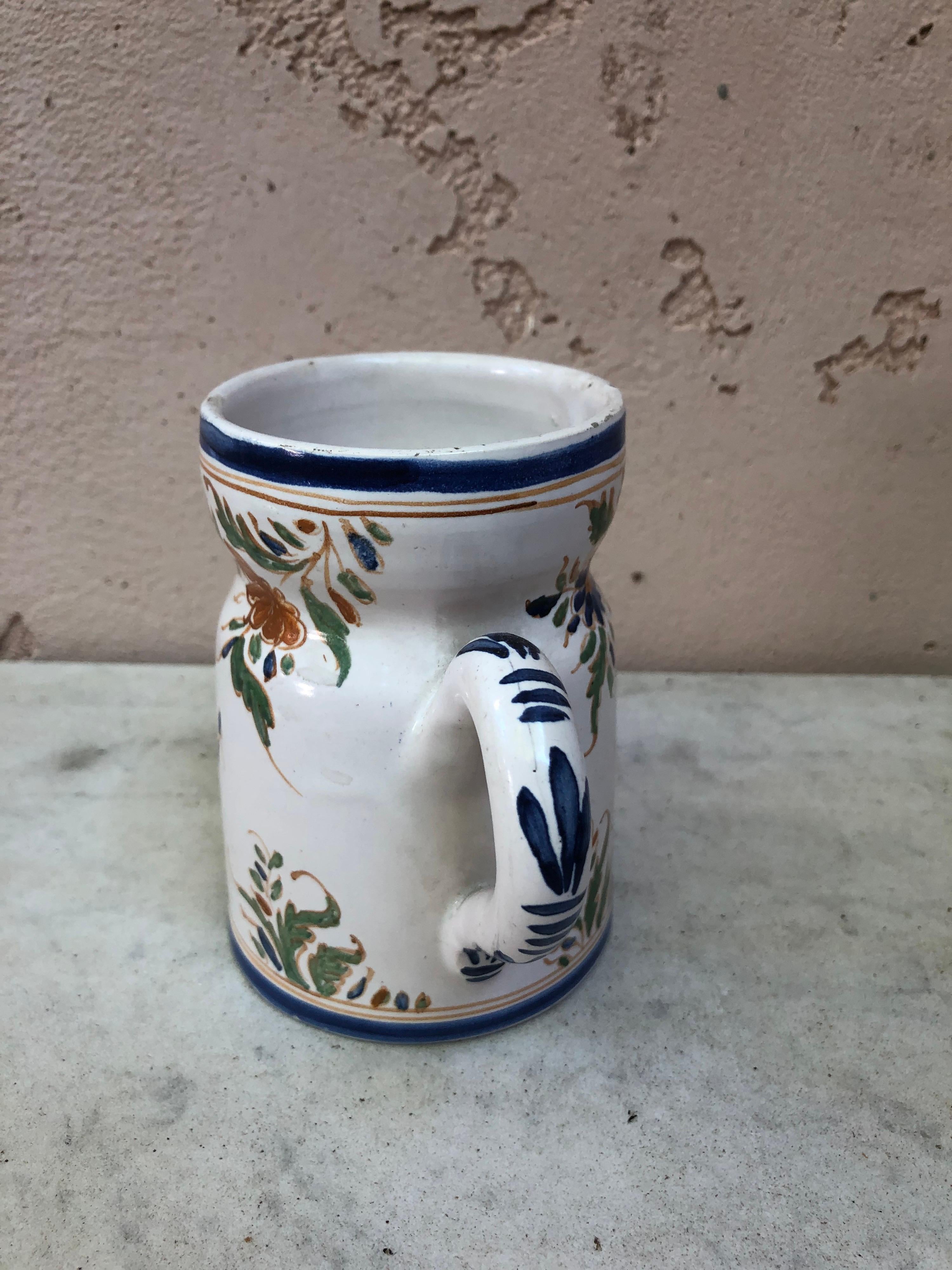 French Faience Rustic Pitcher Circa 1920 In Good Condition For Sale In Austin, TX