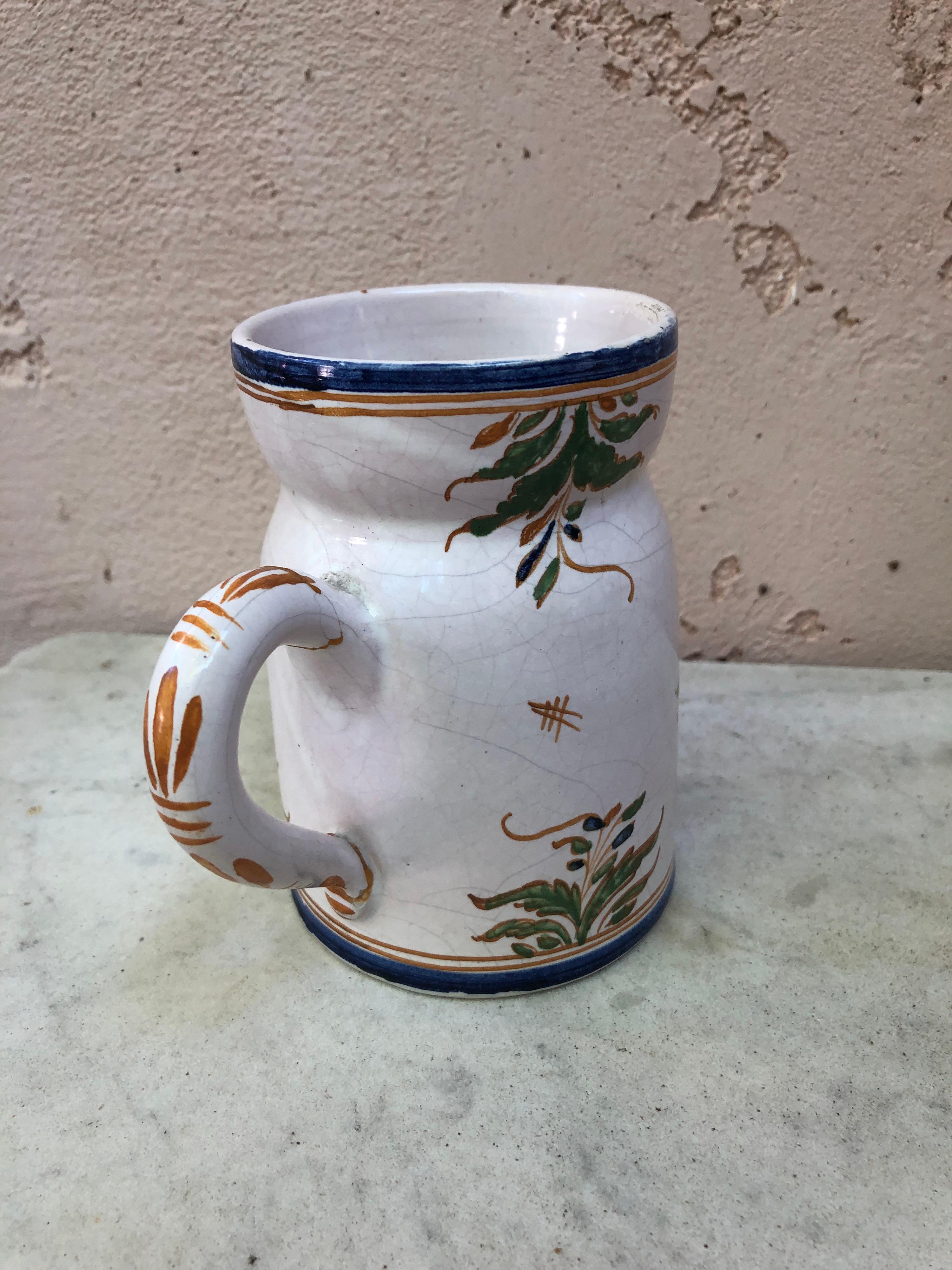 Early 20th Century French Faience Rustic Pitcher, Circa 1920 For Sale