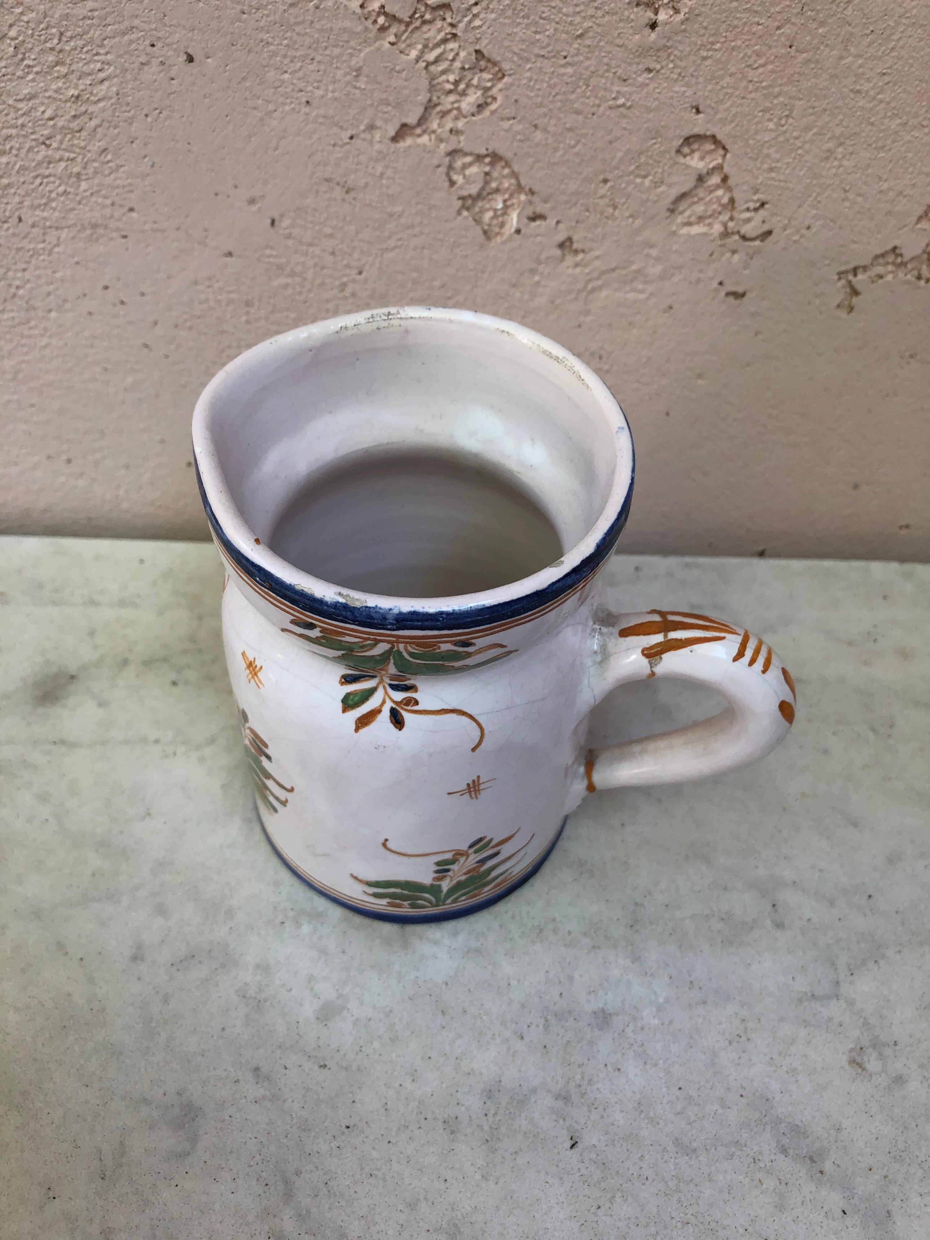 French Faience Rustic Pitcher, Circa 1920 For Sale 1