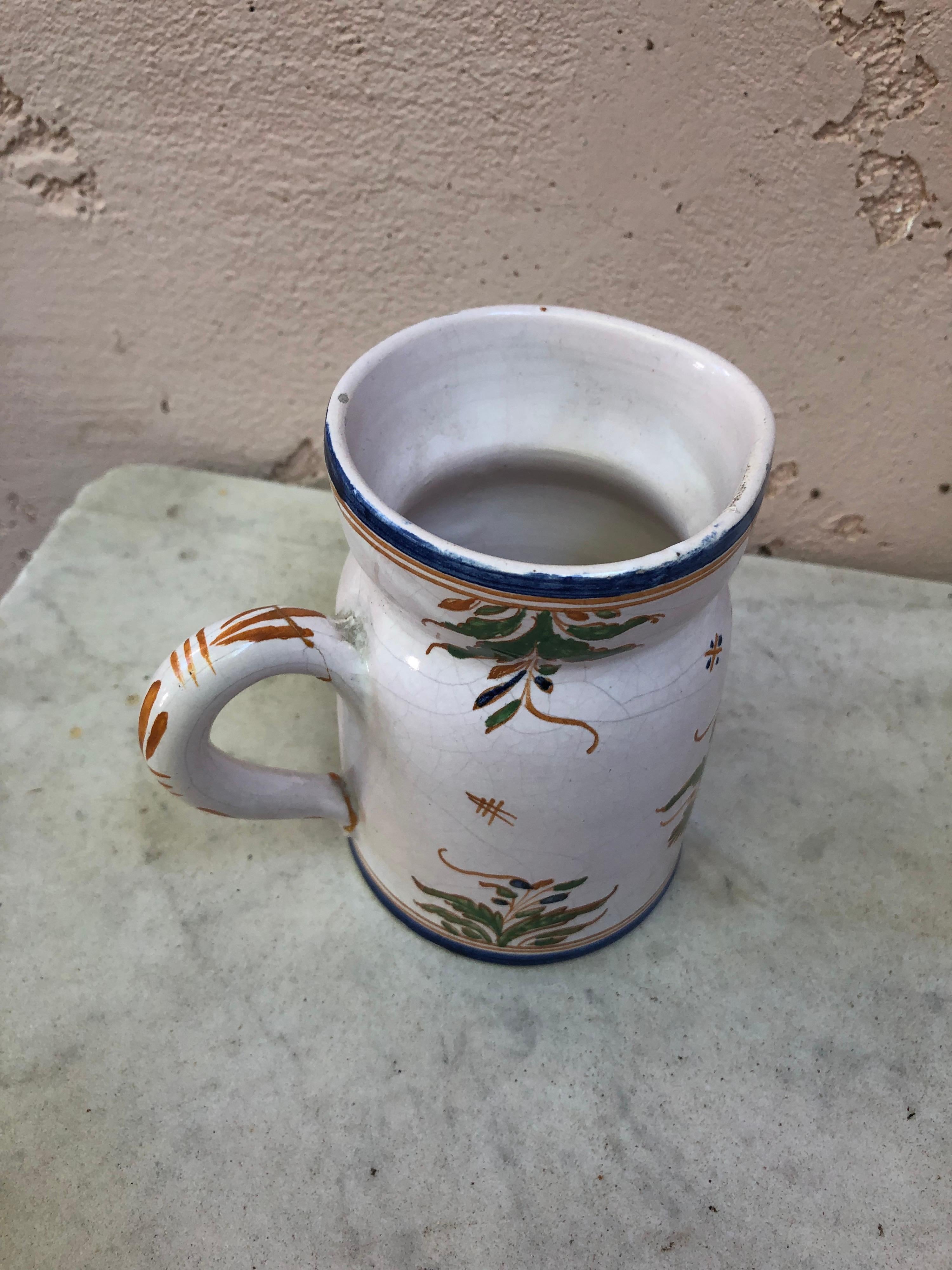 French Faience Rustic Pitcher, Circa 1920 For Sale 2