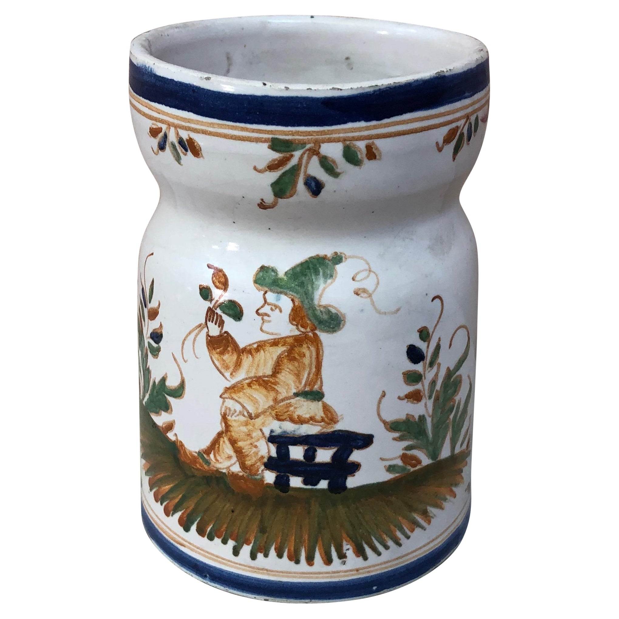 French Faience Rustic Pitcher Circa 1920