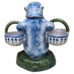 Französischer Salzstreuer und Senftopf aus Fayence Saint Clement, Saint Clement, um 1890