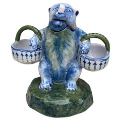 French Faience Salt Cellar & Mustard Pot Saint Clement Circa 1890