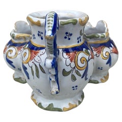 Set di sale e pepe in maiolica francese Desvres , CIRCA 1900