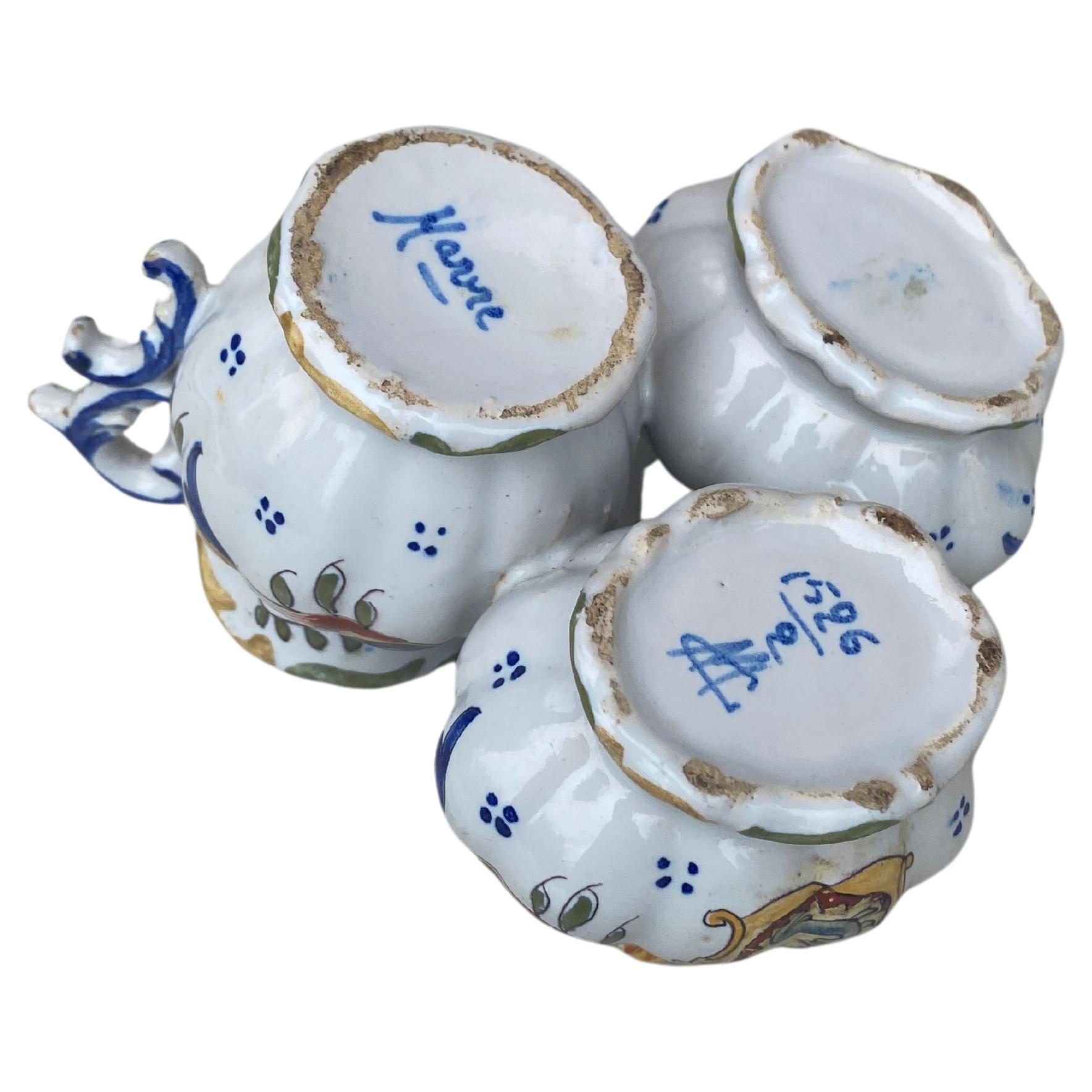 Early 20th Century French Faience Salt & Pepper Set Desvres , Circa 1900 For Sale