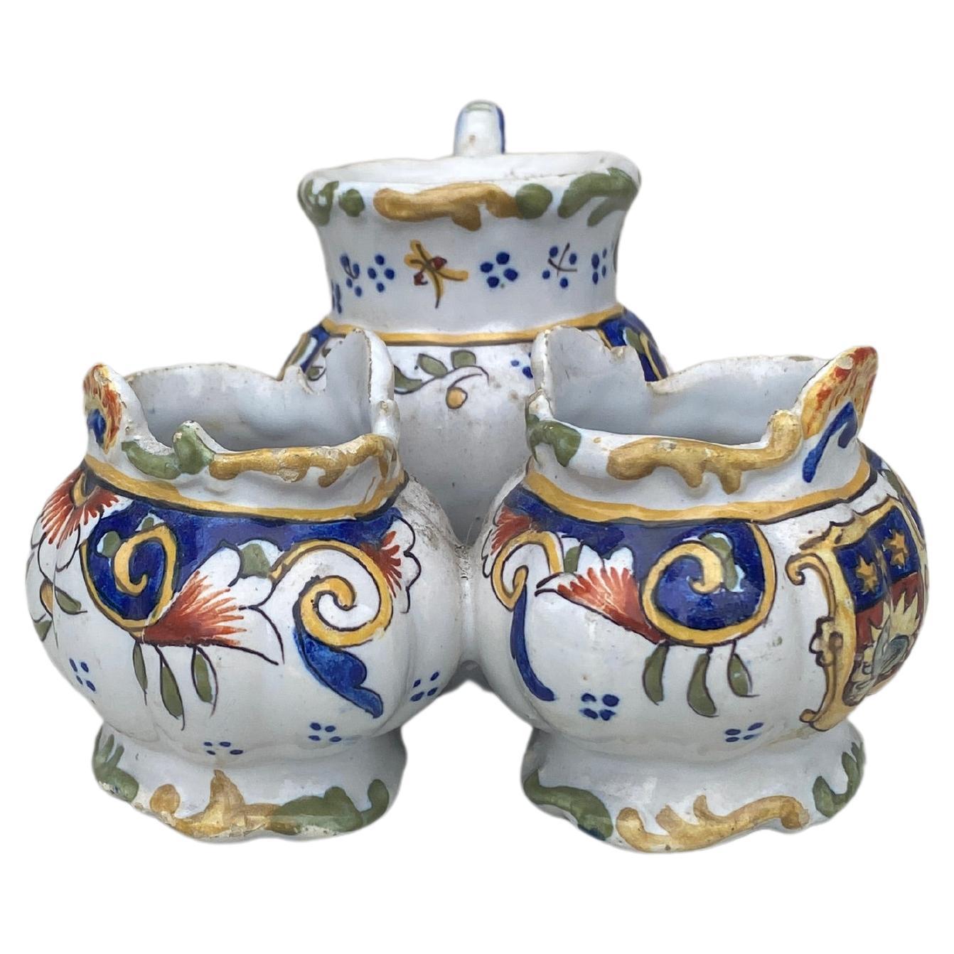 French Faience Salt & Pepper Set Desvres , Circa 1900 For Sale
