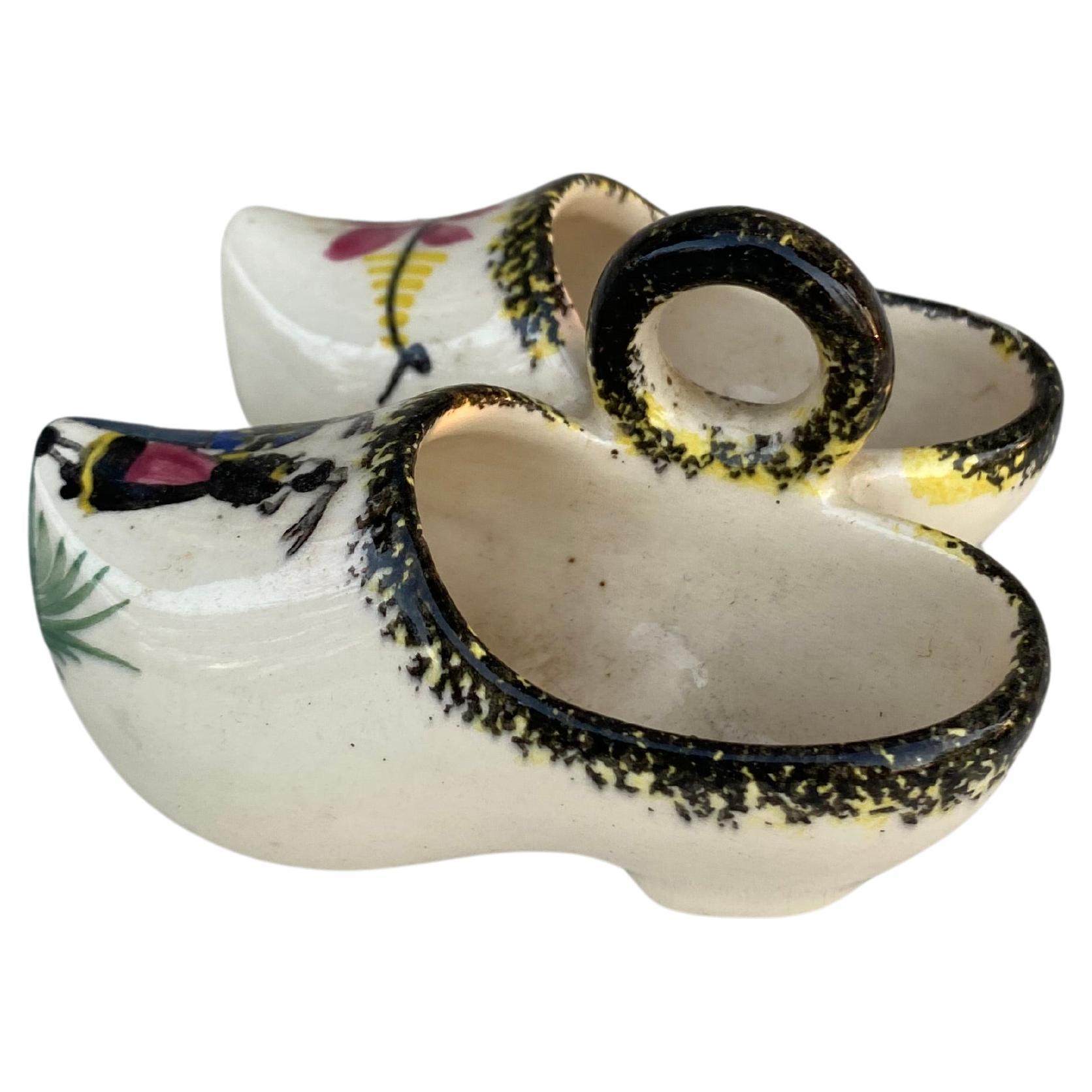 Mid-20th Century French Faience Saltcellar Clog Henriot Quimper, circa 1930 For Sale