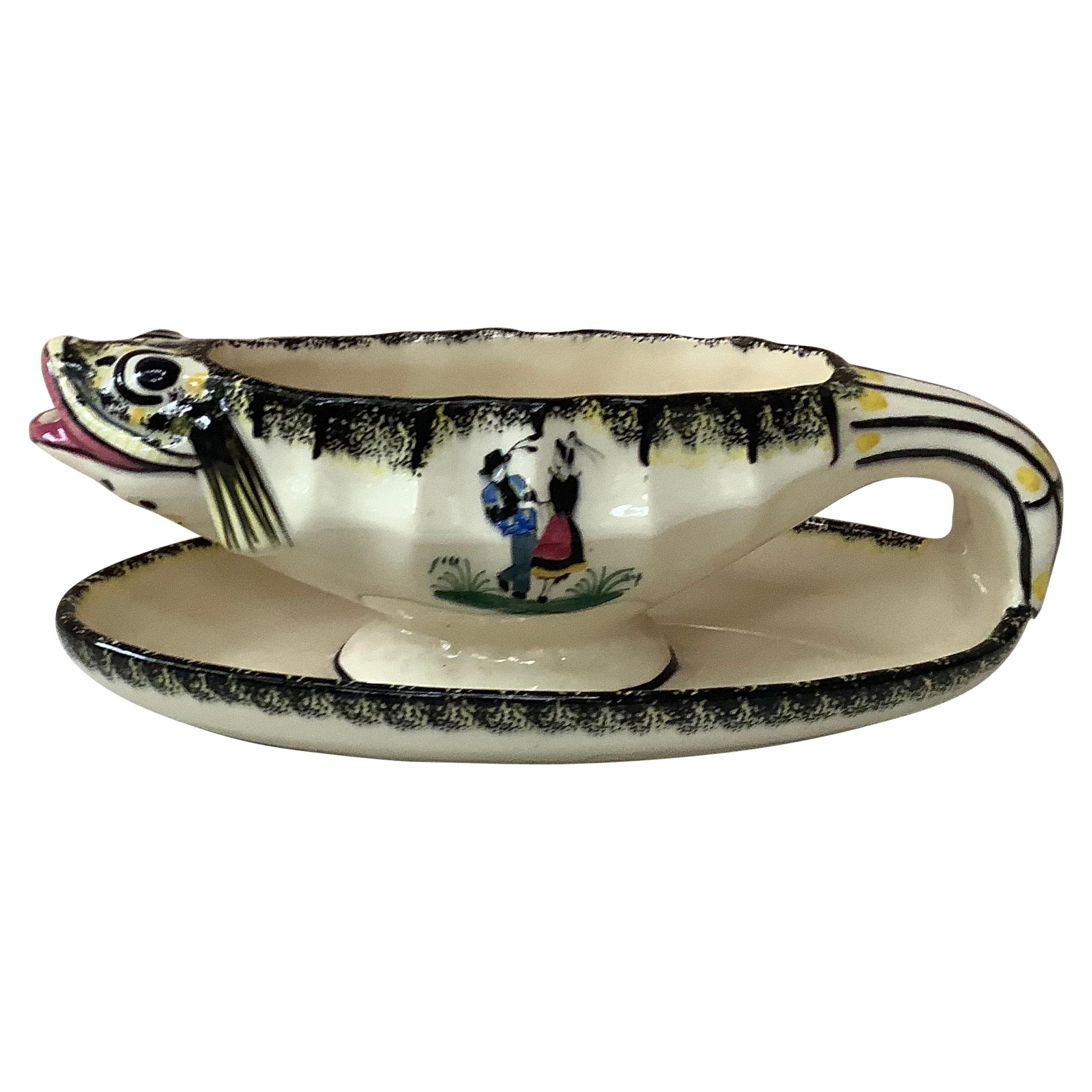 French Faience Saucer Henriot Quimper, circa 1940