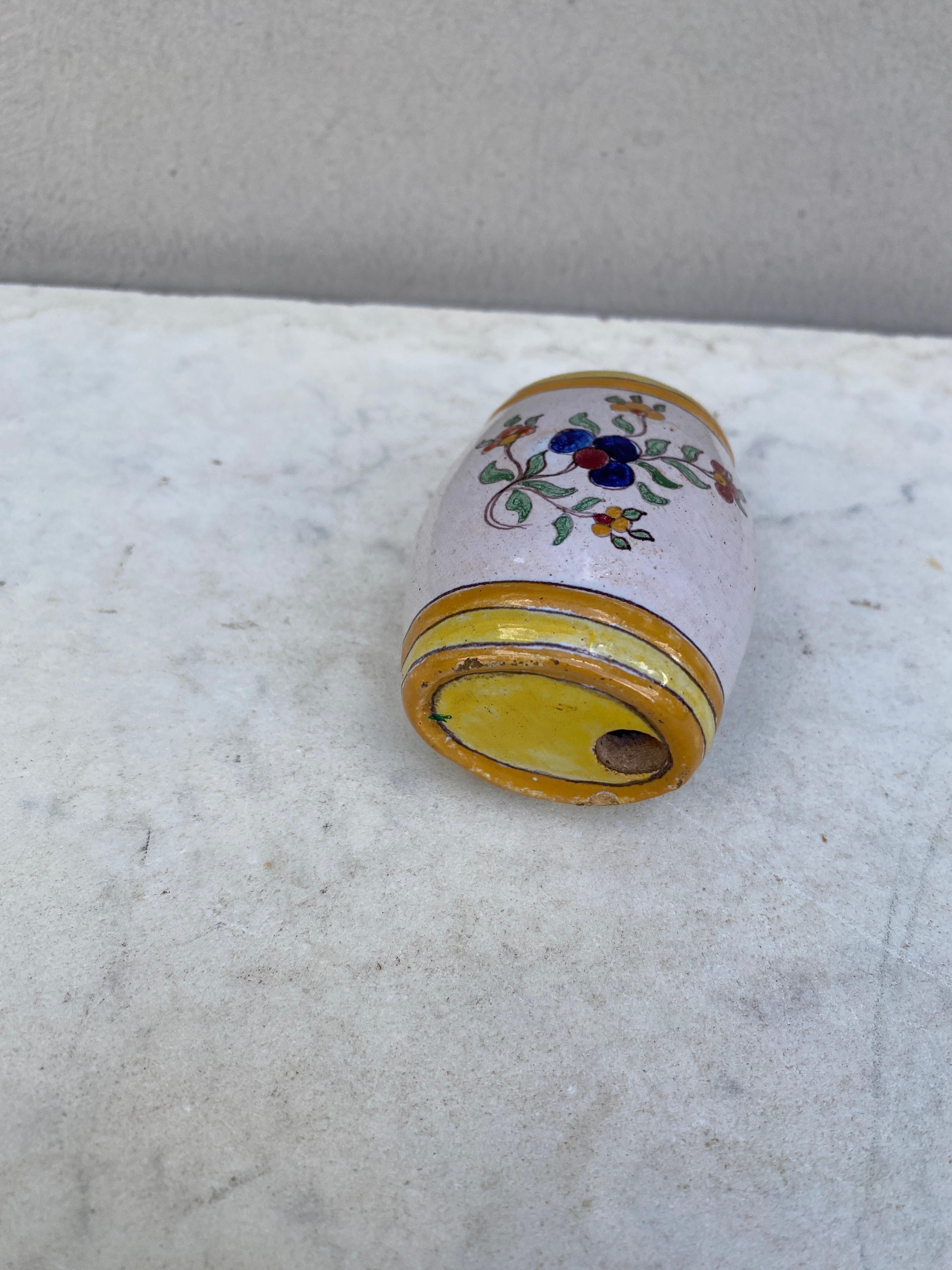 French Faience Secouette Flask / Hand Warmer HB Quimper, Circa 1900 In Good Condition In Austin, TX