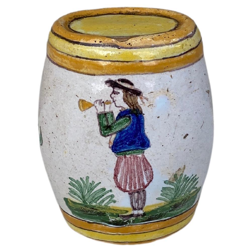 French Faience Secouette Flask / Hand Warmer HB Quimper, Circa 1900