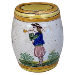 Used French Faience Secouette Flask / Hand Warmer HB Quimper, Circa 1900