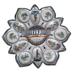 French Faience Server Oyster Henriot Quimper Circa 1900