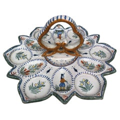 French Faience Server Oyster Henriot Quimper Circa 1900
