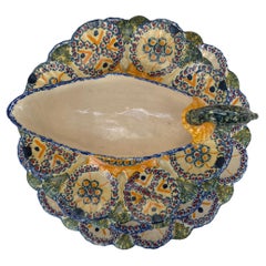 French Faience Server Oyster Henriot Quimper Circa 1920