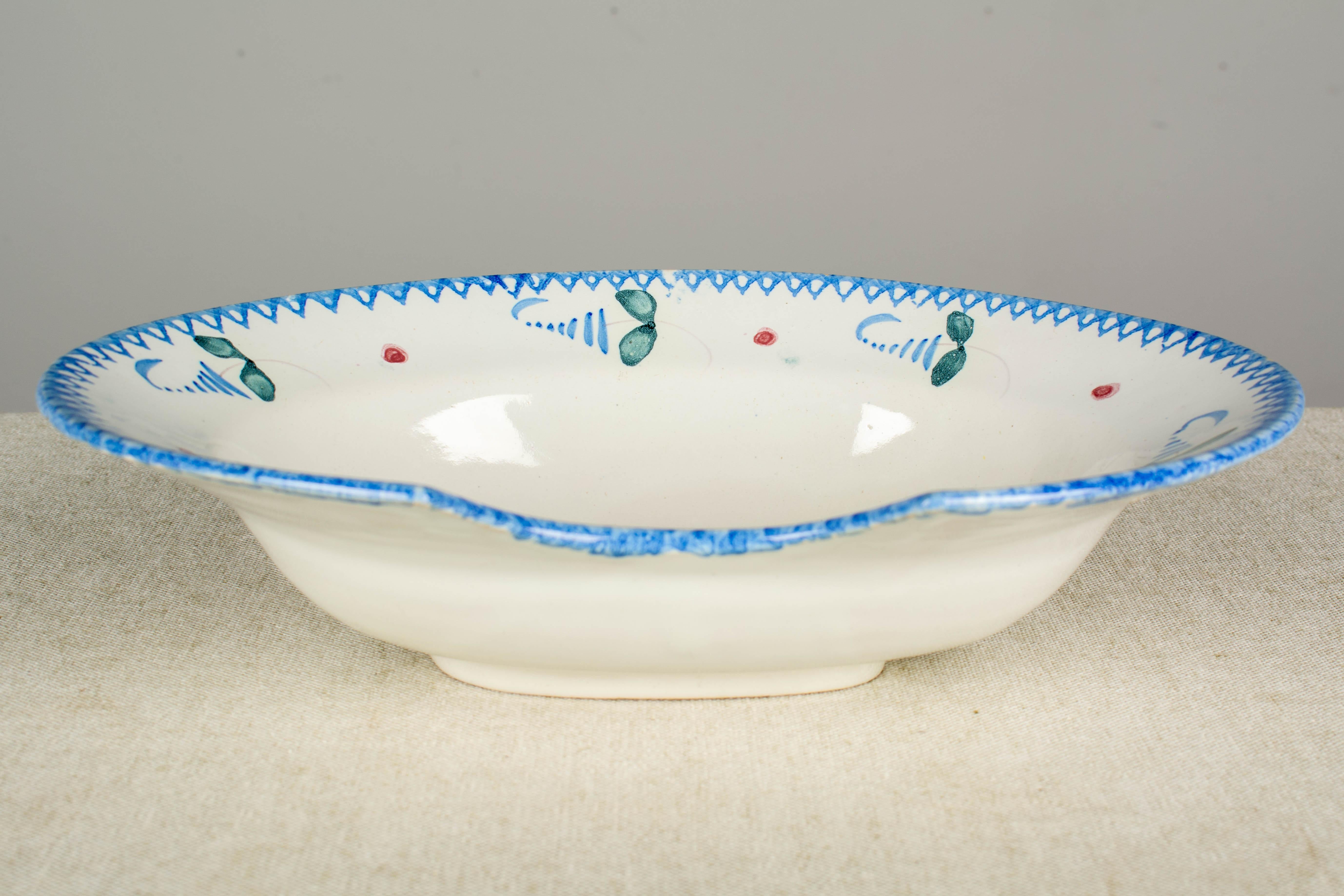 Hand-Painted French Faience Shaving Bowl For Sale
