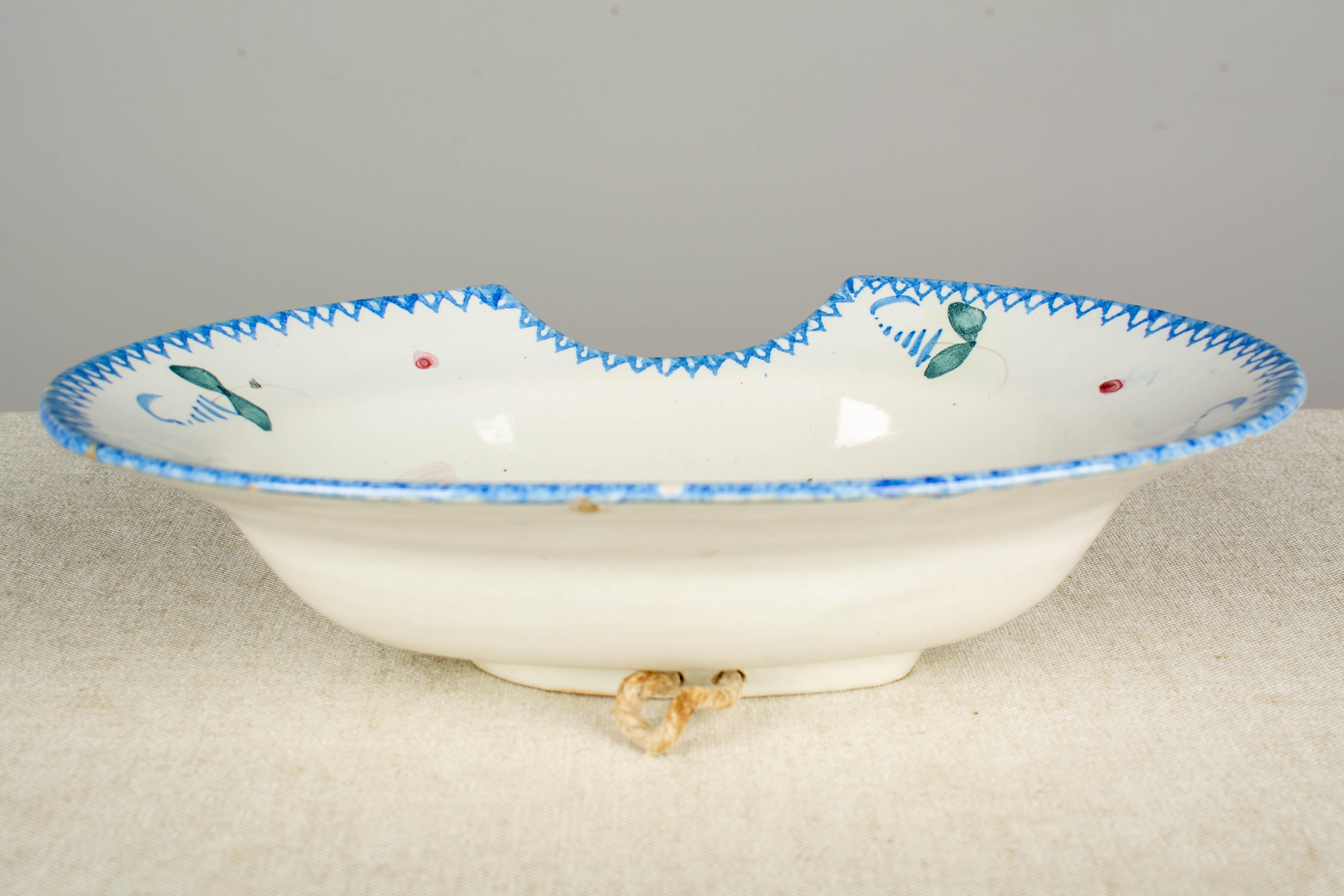 French Faience Shaving Bowl In Good Condition For Sale In Winter Park, FL