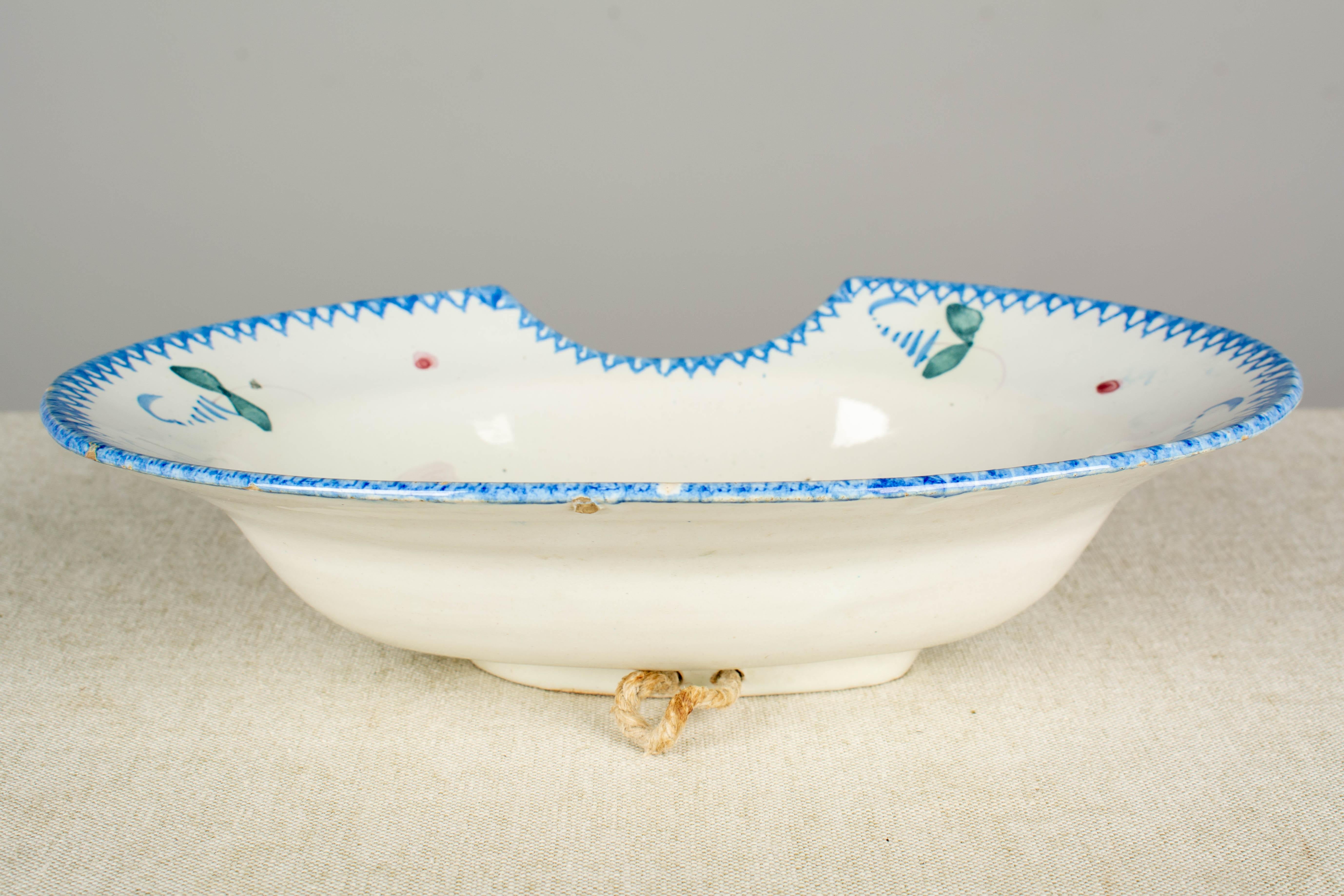 20th Century French Faience Shaving Bowl For Sale