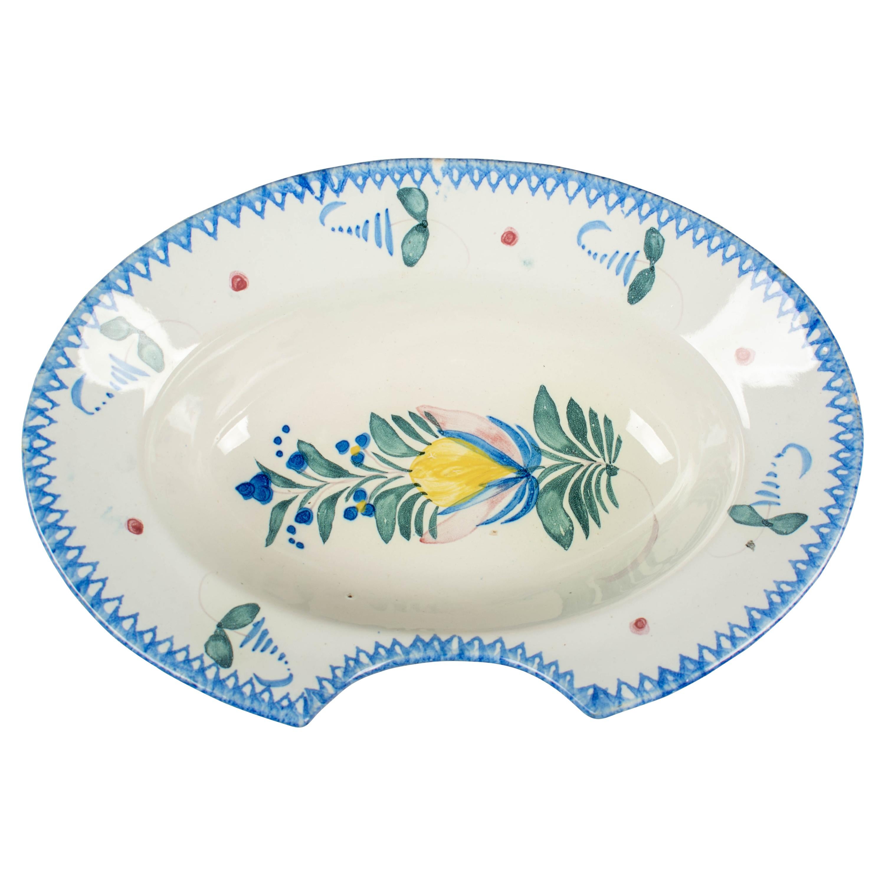 French Faience Shaving Bowl For Sale