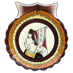 French Faience Shell Plate Henriot Quimper Circa 1930