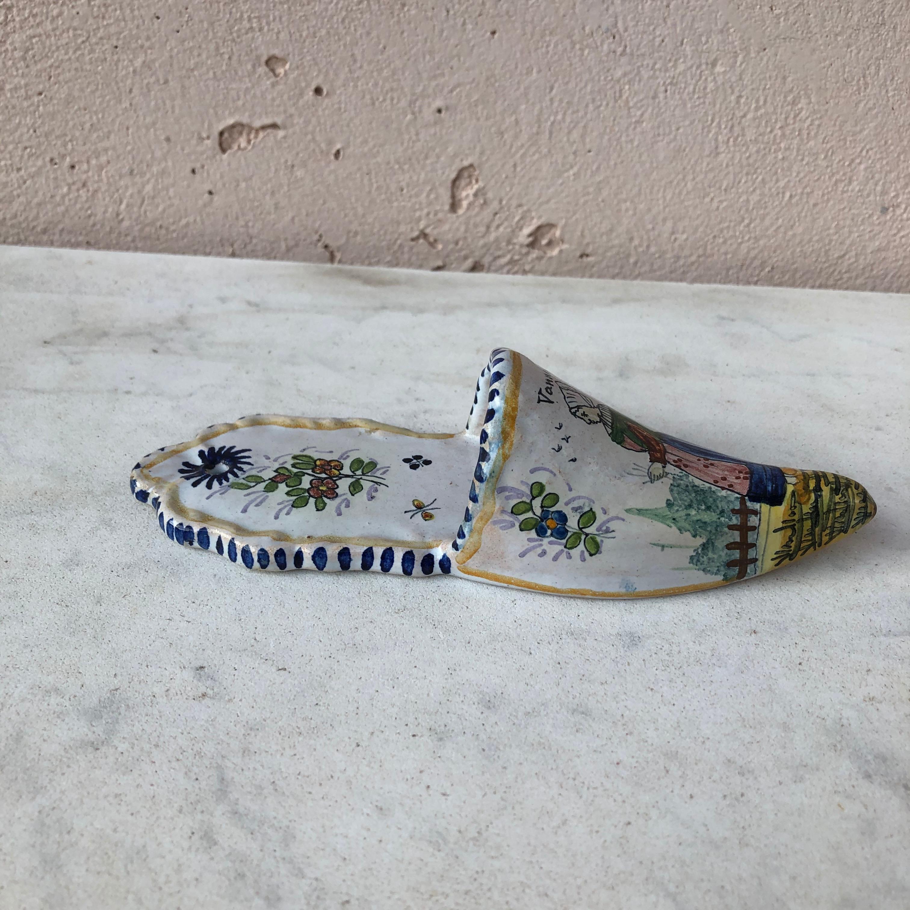 Early 20th Century French Faience Shoe Wall Pocket, circa 1900 For Sale