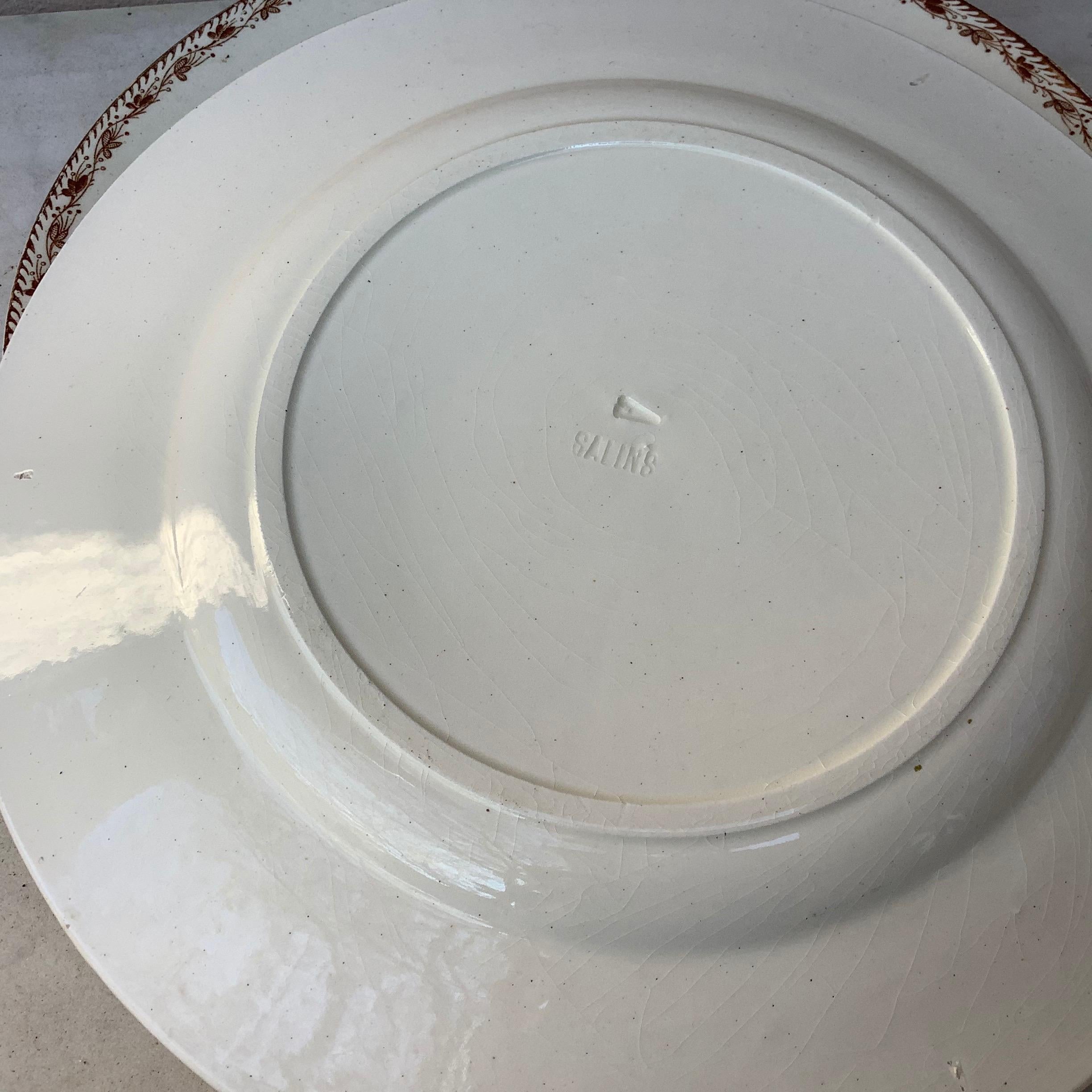 French Faience Snowflakes Dinner Plate Salins, circa 1890 In Good Condition For Sale In Austin, TX