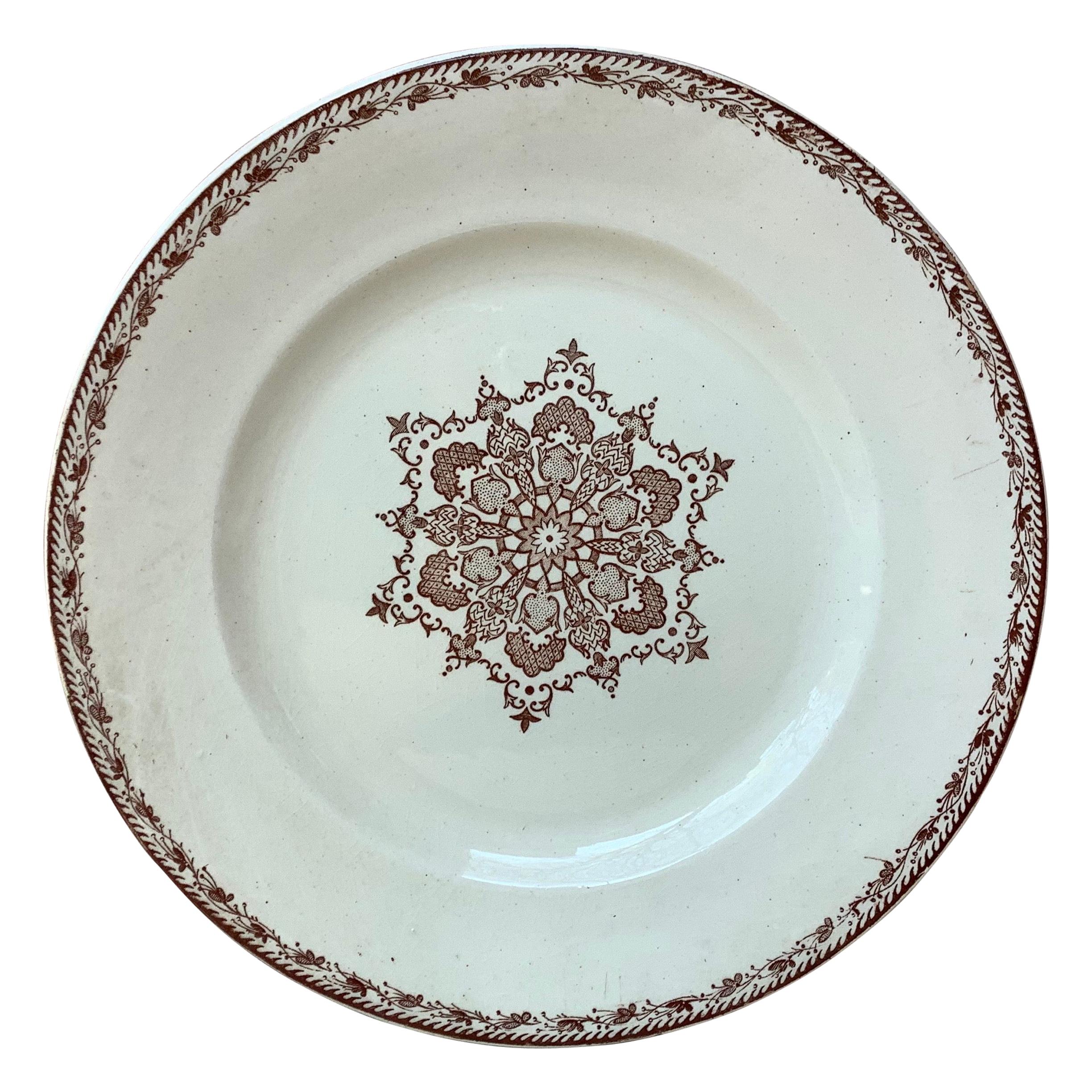 French Faience Snowflakes Dinner Plate Salins, circa 1890 For Sale