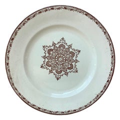 Antique French Faience Snowflakes Dinner Plate Salins, circa 1890