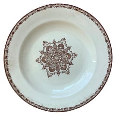 French Faience Snowflakes Soup Plate Salins, circa 1890