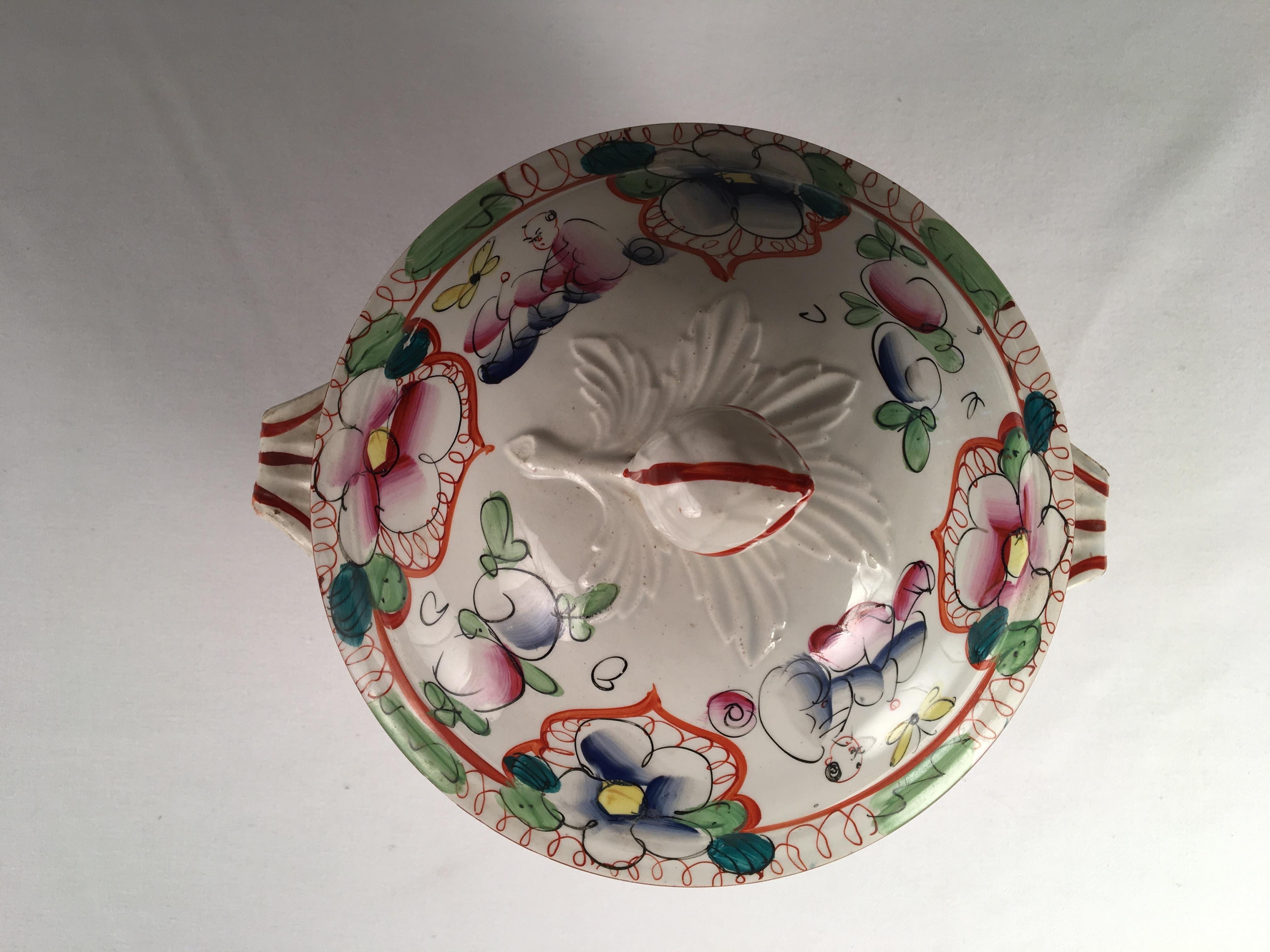 Chinoiserie French Faience Soup Tureen, 19th Century