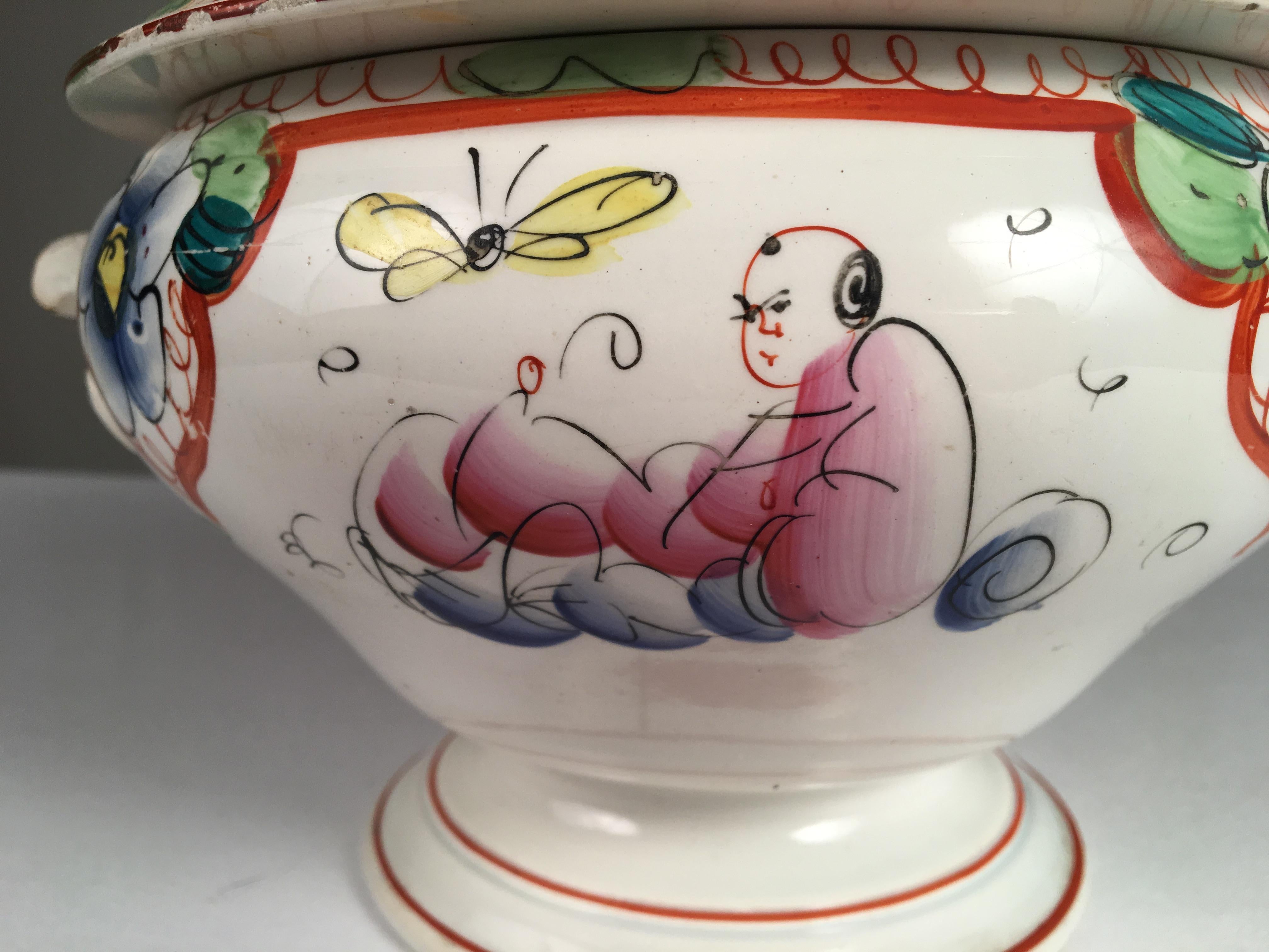 French Faience Soup Tureen, 19th Century In Good Condition In Doylestown, PA
