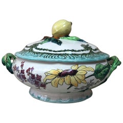 French Faience Sunflower Tureen Creil et Montereau, Circa 1890