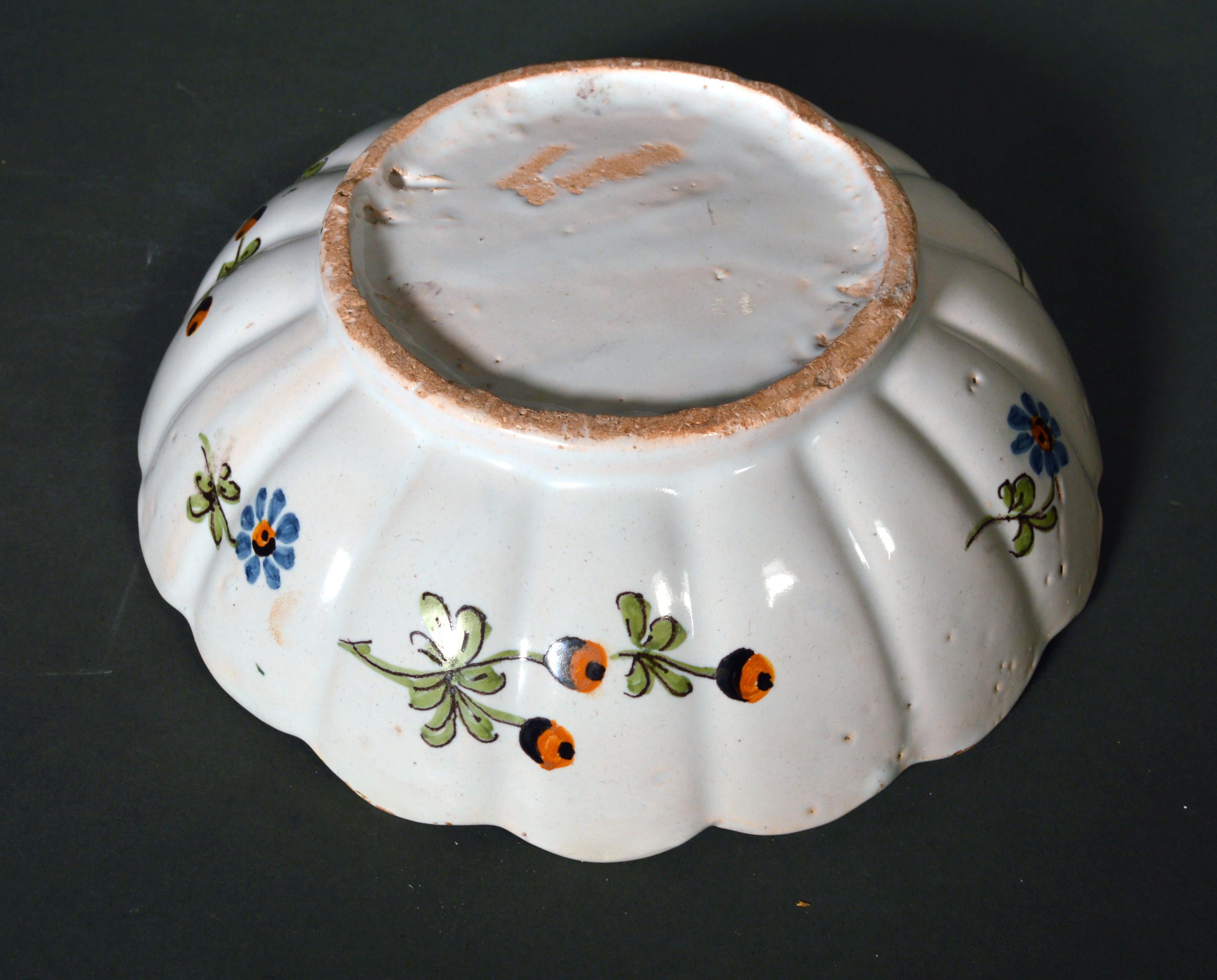 French Faience Tromp L'oeil Bowl with Olives, Nevers, Dated 1774 4
