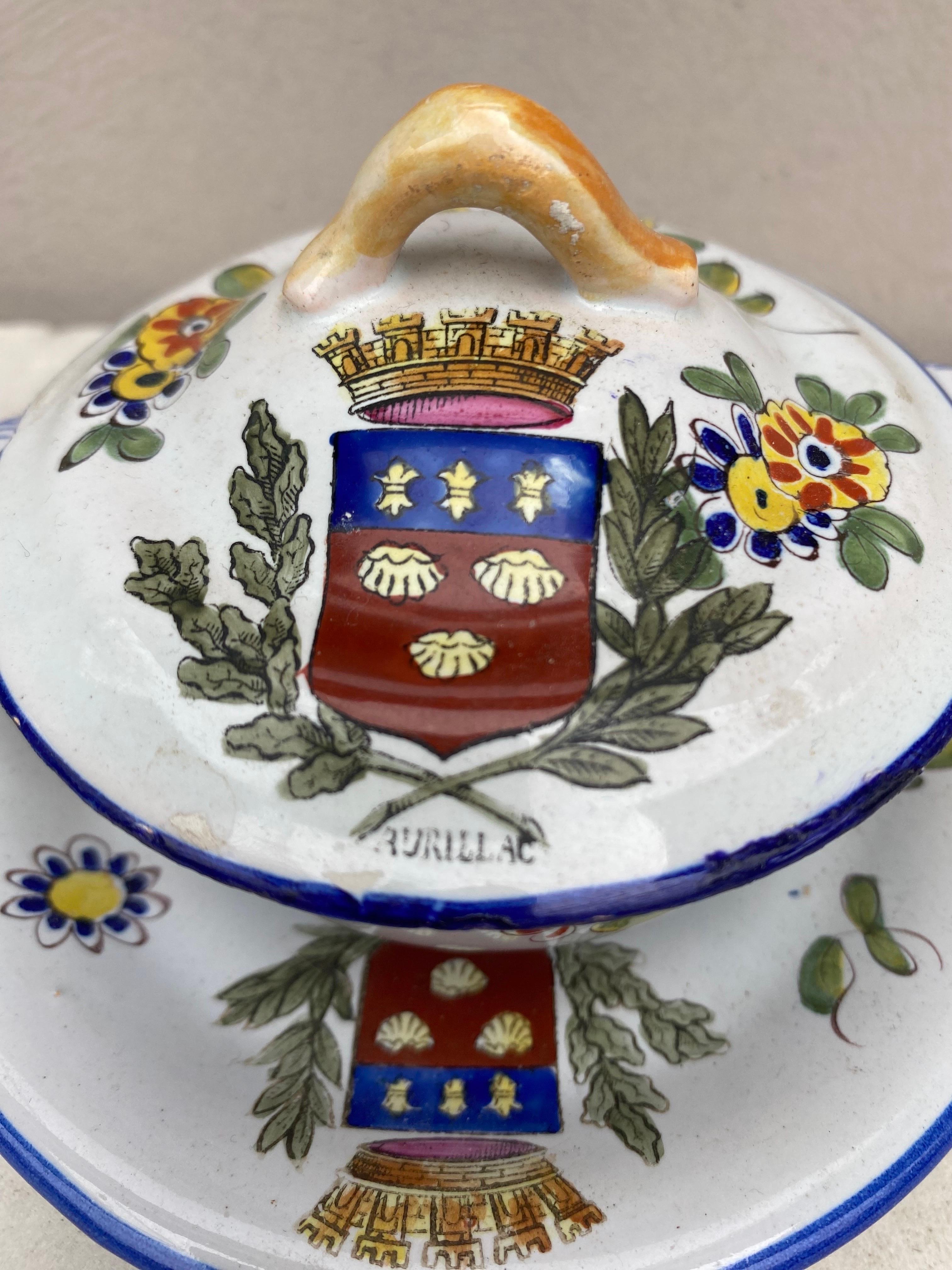 French Provincial French Faience Tureen Keller & Guerin Saint Clement, Circa 1900 For Sale