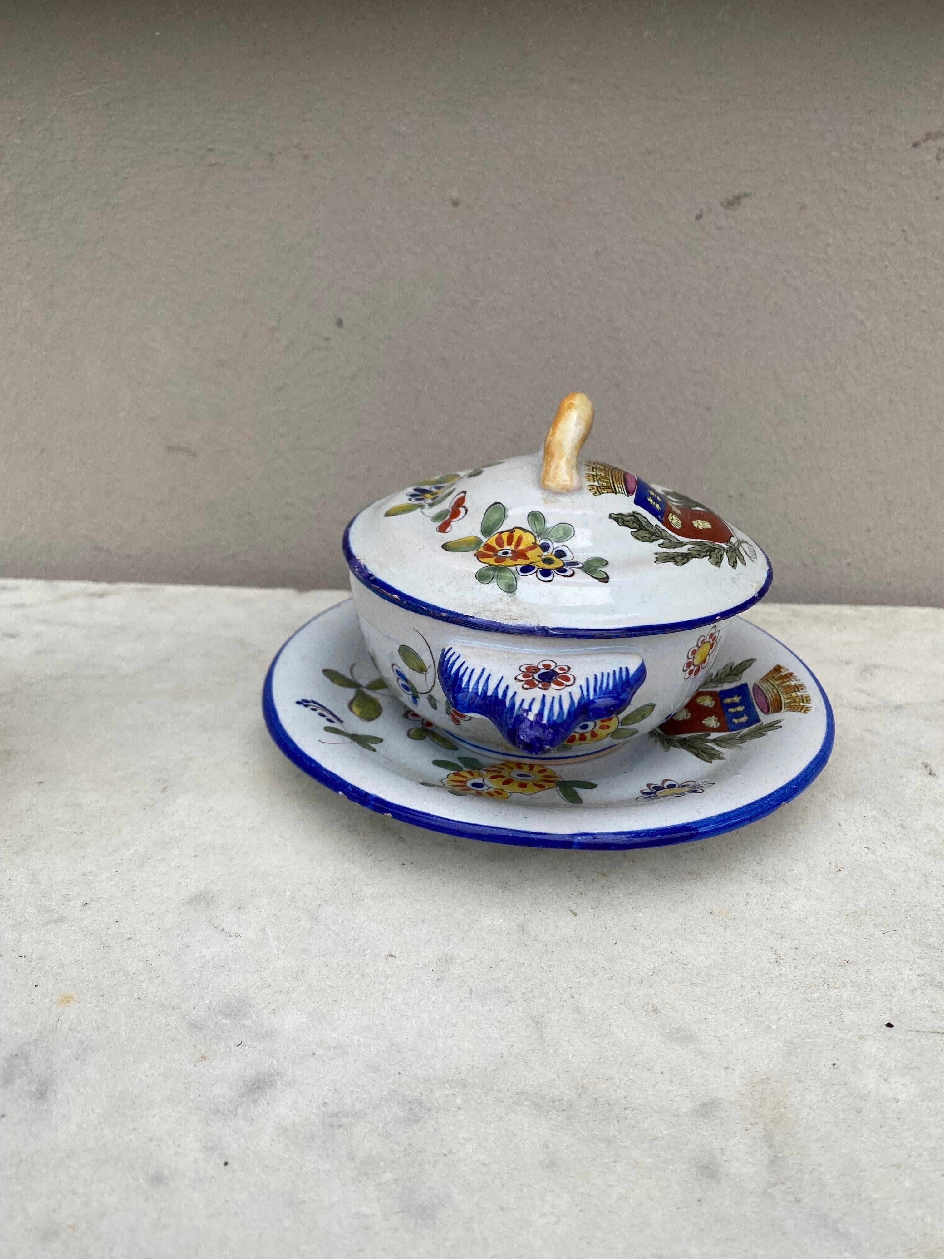 Francese Zuppiera francese in maiolica Keller & Guerin Saint Clement, circa 1900 in vendita