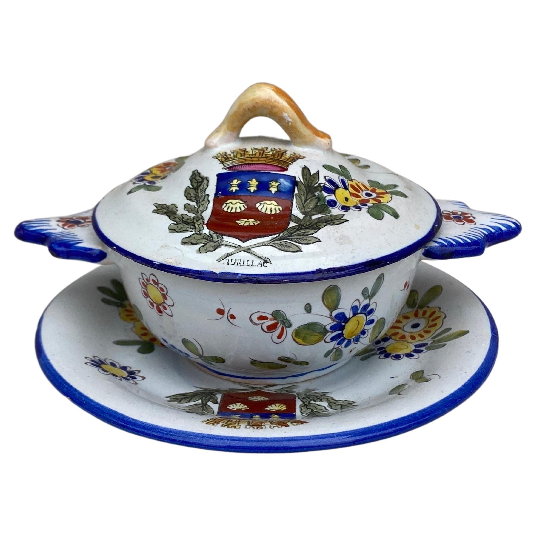 French Faience Tureen Keller & Guerin Saint Clement, Circa 1900 For Sale