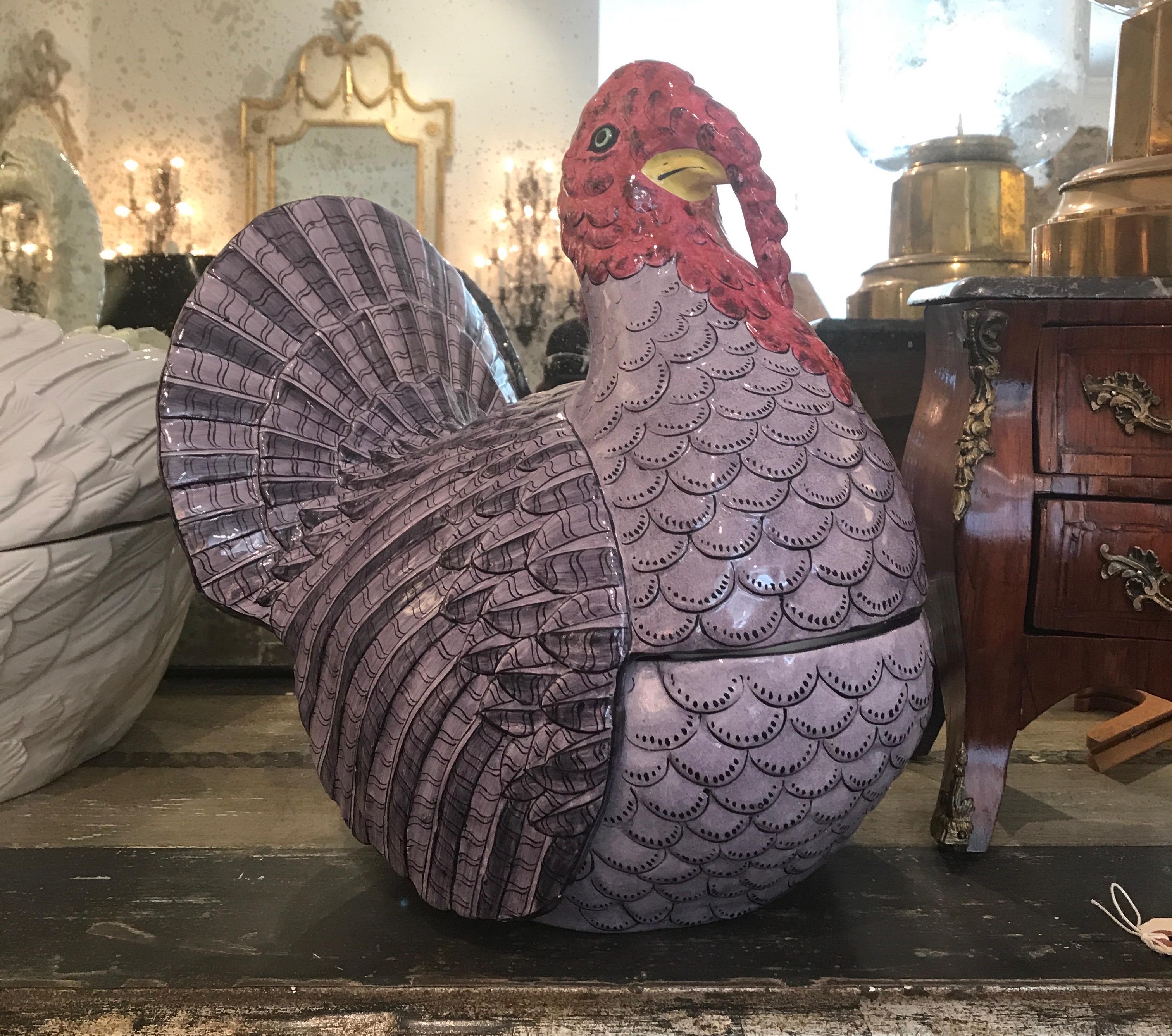 Zuppiera per tacchino in maiolica francese In condizioni buone a West Palm Beach, FL