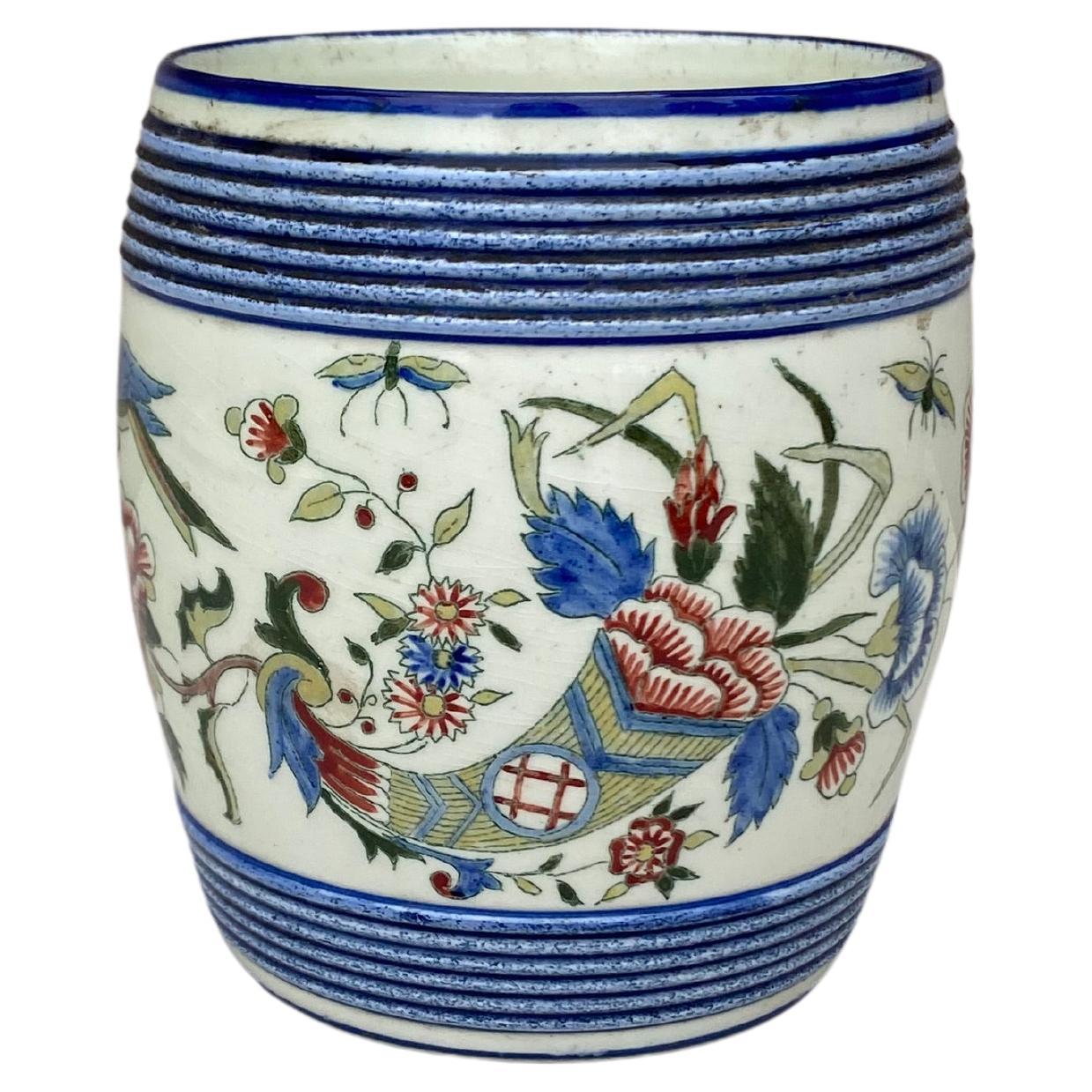 French Faience Vase Gien Circa 1890.
Asian inspiration.
Decorated with peonies and pheasants.
    