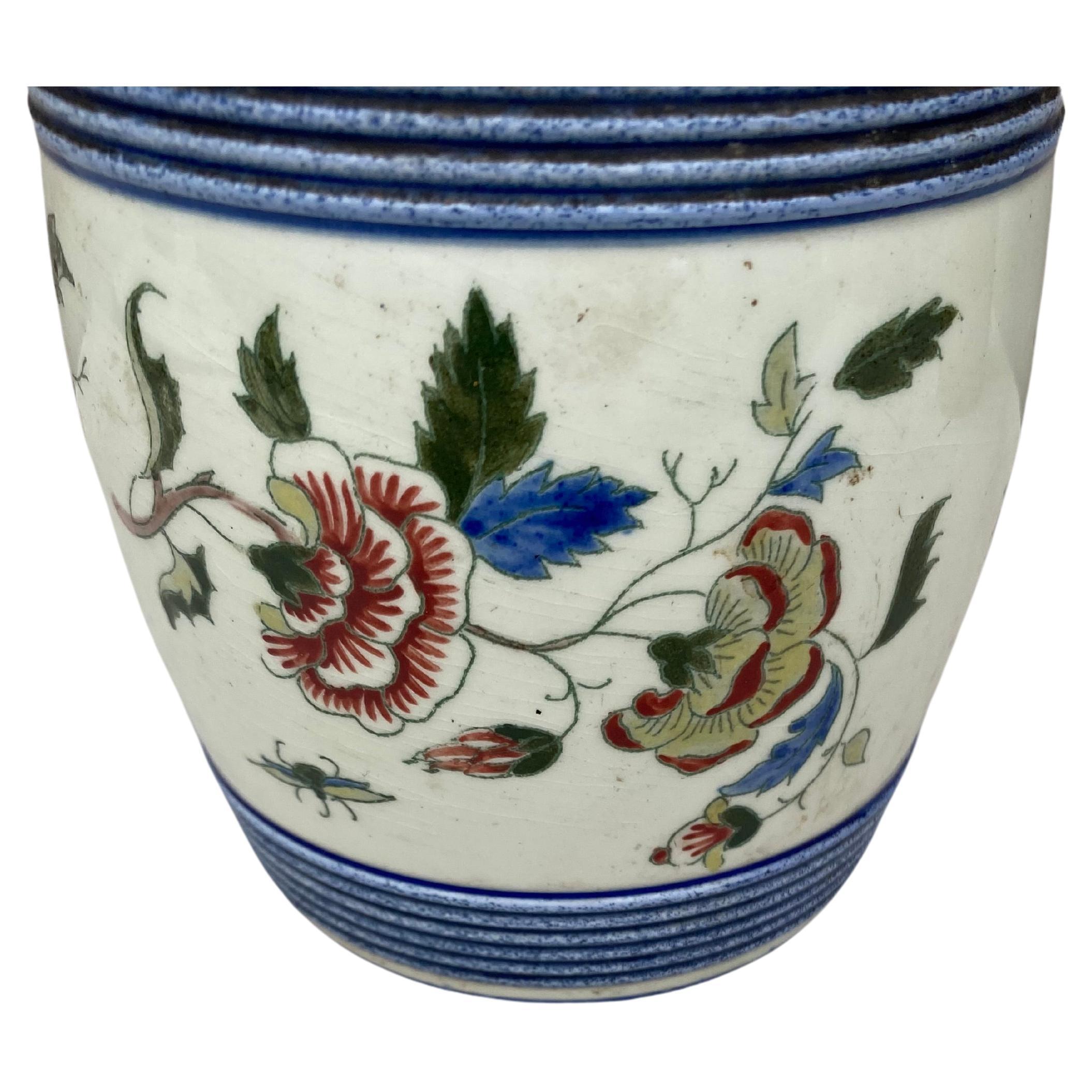 French Faience Vase Gien Circa 1890 In Good Condition For Sale In Austin, TX