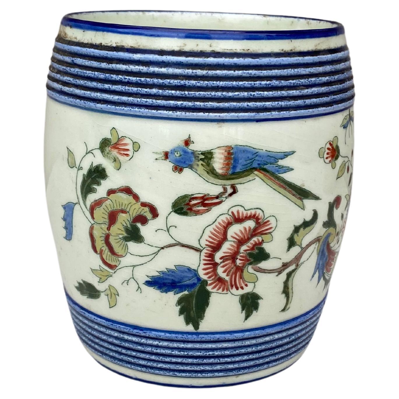 French Faience Vase Gien Circa 1890