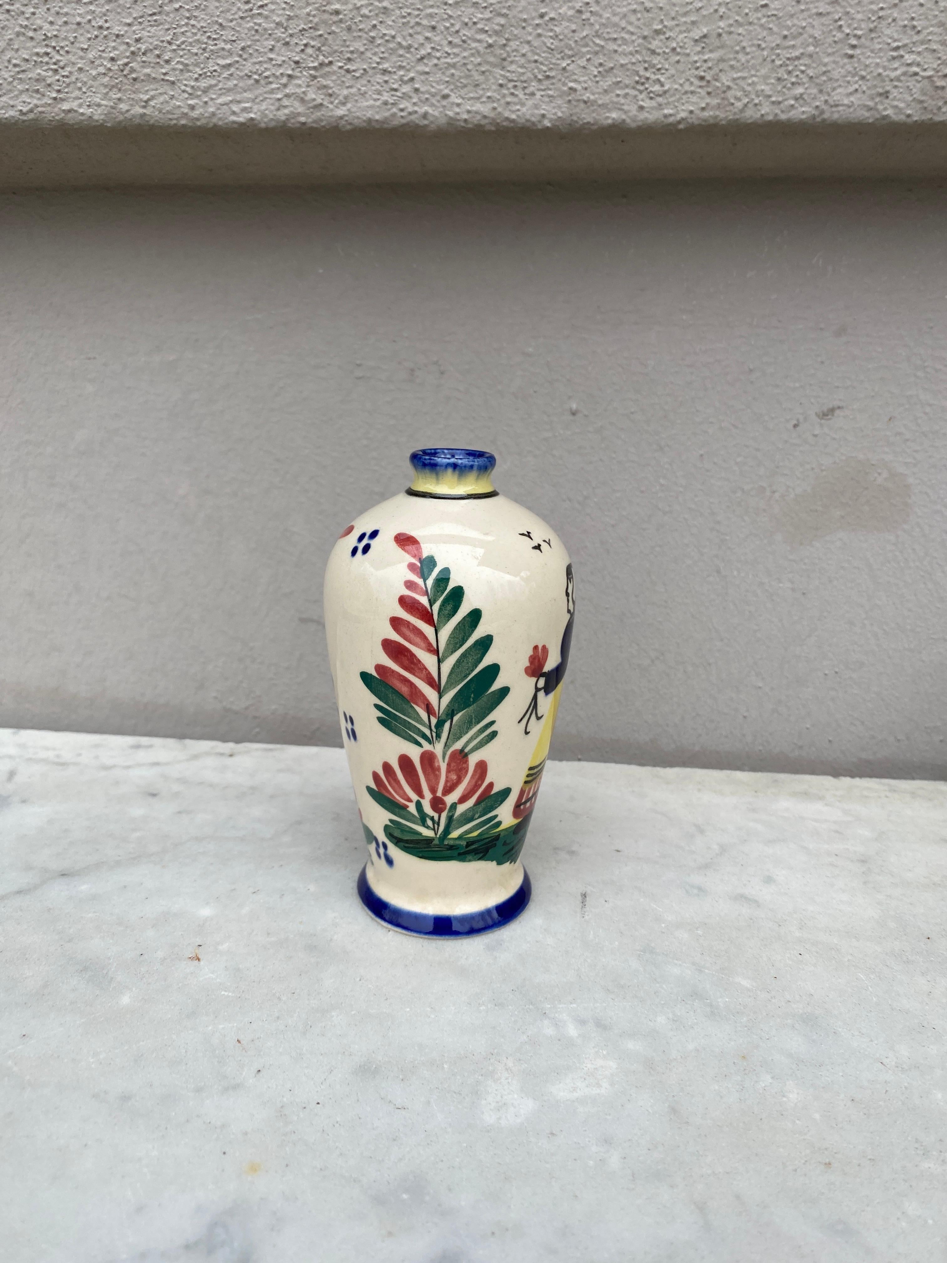 French Faience vase signed HB Quimper Circa 1920.
    