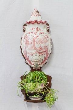 French Faience Wall Fountain, 19th Century
