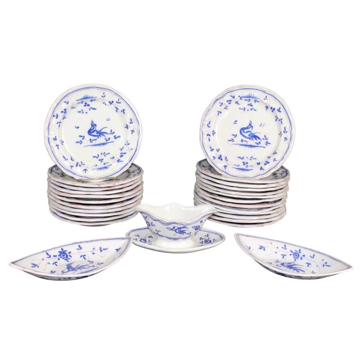 Französische Fayence-Ware Martres Tolosane Handbemaltes Fayence-Service-Set