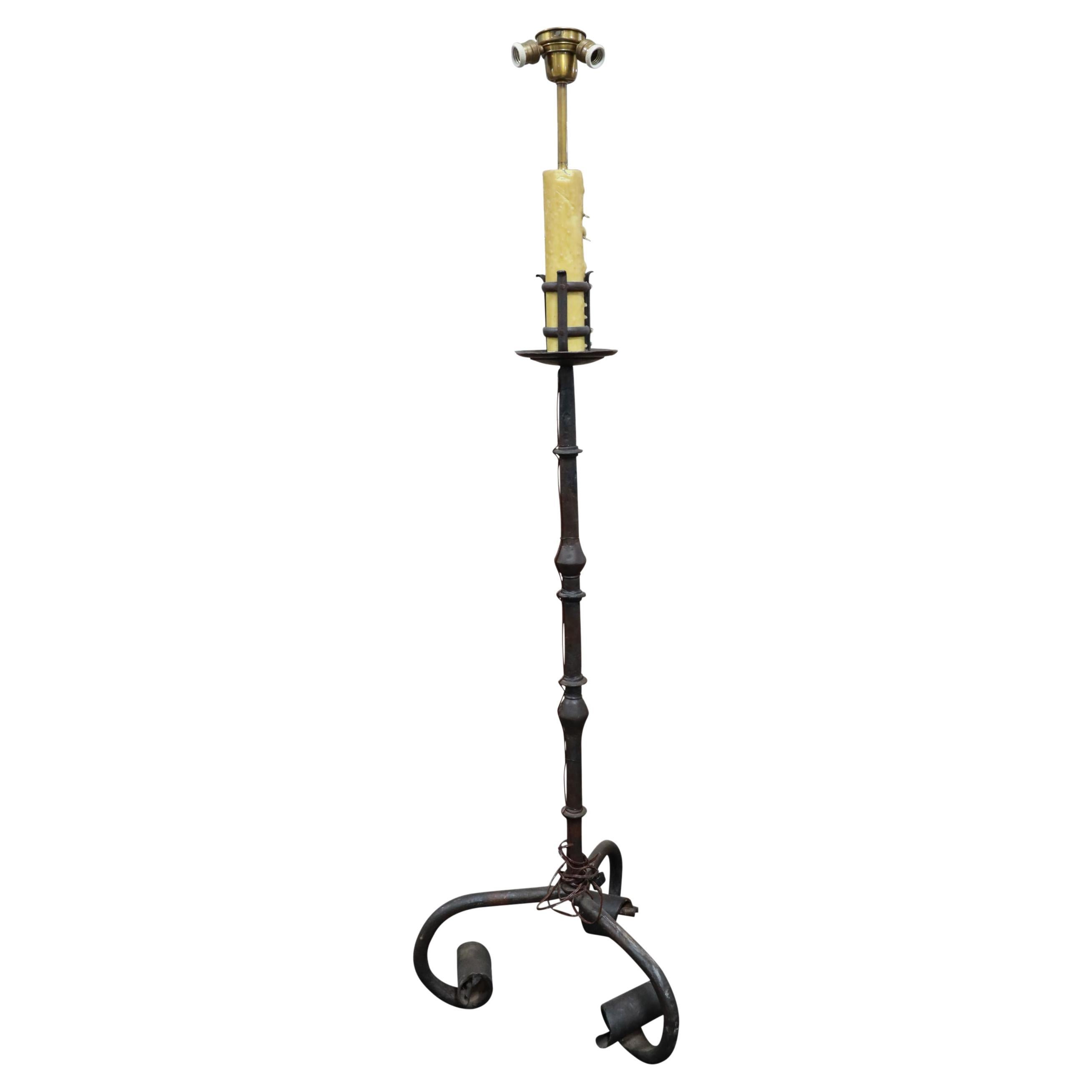 French Fair Forge Candle Stand Lamp