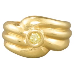 French Fancy Yellow Diamond Ring in 18K Gold