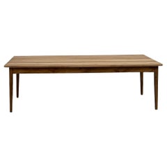 mesa de fresno de granja francesa con patas de husillo, haya y fresno macizo